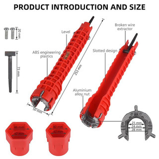 Cờ lê chìm đa năng loại 8in1 ( Có thêm 2 khẩu nhựa + thước thủy ) vặn dây cấp nước,Tháo Lắp Vòi Nước