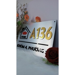 BẢNG, BIỂN SỐ NHÀ. Alu xước bạc/ alu vàng gương + Mica, số nổi alu gương ngoài trời