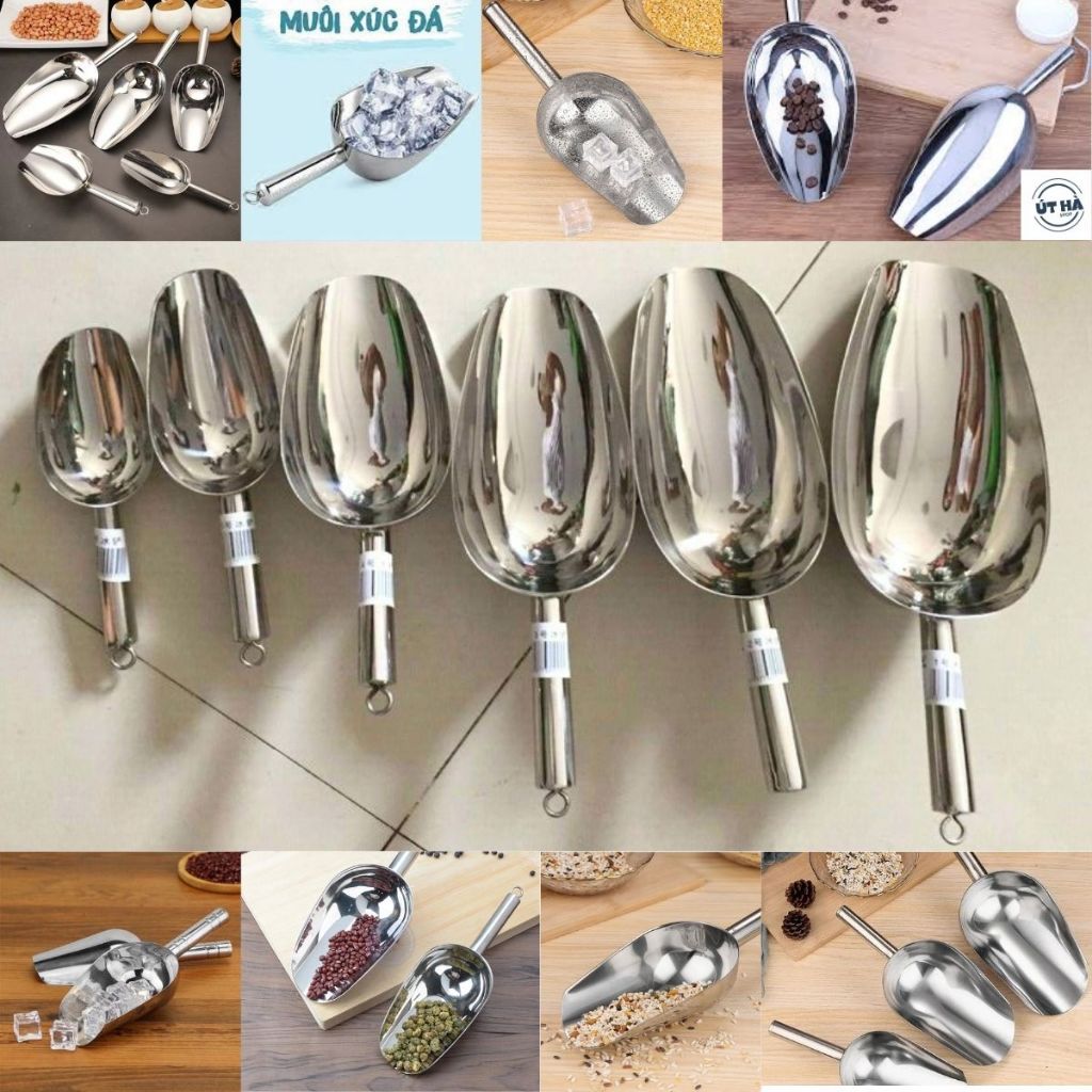 [Hàng đẹp] Muôi Xúc đá/ Vá xúc đá/Muỗng xúc đá bầu inox/ xúc gạo inox ...