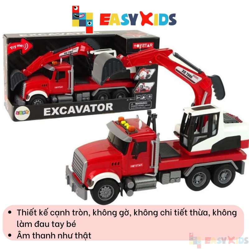 Máy Xúc Đồ Chơi Cỡ Lớn Toystar Như Thật, Xe Công Trình Ô Tô Máy Xúc Cho Bé Có Đèn Nhạc