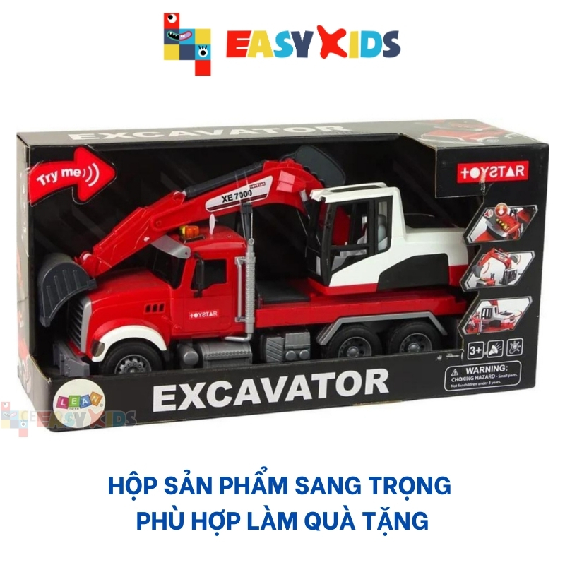 Máy Xúc Đồ Chơi Cỡ Lớn Toystar Như Thật, Xe Công Trình Ô Tô Máy Xúc Cho Bé Có Đèn Nhạc