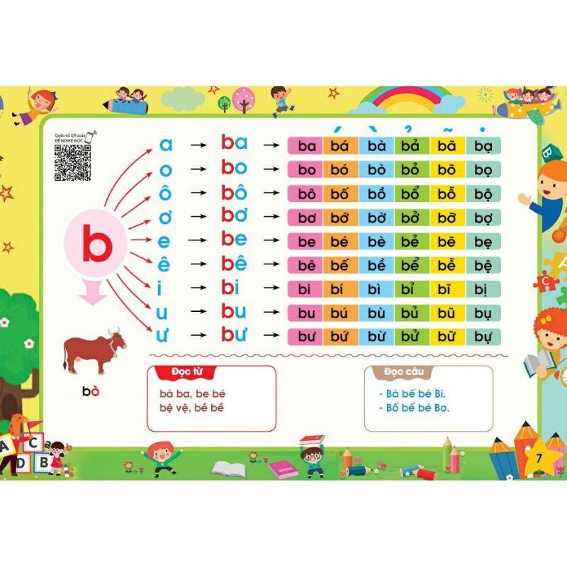 Sách - Tập Đánh Vần Tiếng Việt theo sơ đồ tư duy - Phiên bản mới 5.0 quét mã QR