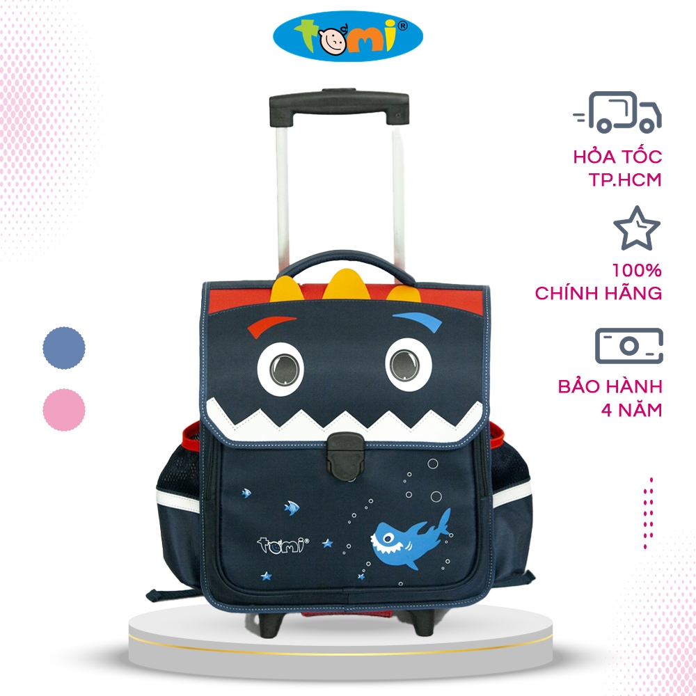 Ảnh Cặp Học Sinh Tomi F23 chống gù lưng, dễ vệ sinh và tháo lắp cần kéo, kiểu dáng 3D 1