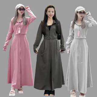 Áo chống nắng toàn thân nữ thiết kế phần thân trên 2 lớp croptop, vải cotton co giãn 4 chiều, thấm hút mồ hôi, chống UV