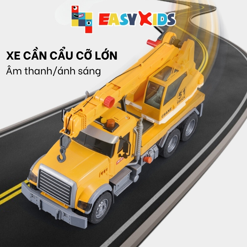 Xe Cần Cẩu Đồ Chơi Cho Bé Toystar, Xe Công Trình Cần Cẩu Cỡ Lớn Có Đèn Nhạc Như Thật