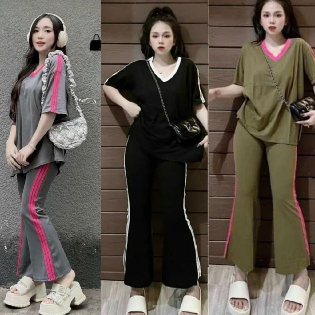 Set Bigsize Đồ Bộ Nữ Quần Ống Loe Mặc Hè ESHOP Đồ Mặc Nhà Quần Dài Áo Tay Ngắn Xinh Set Bộ Đẹp BL68