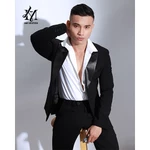 Áo vest nam ôm body màu đen ve phi đen cá tính kiểu 1 nút tặng cà vạt đen và hộp đựng (áo lẻ không quần) — ảnh 2
