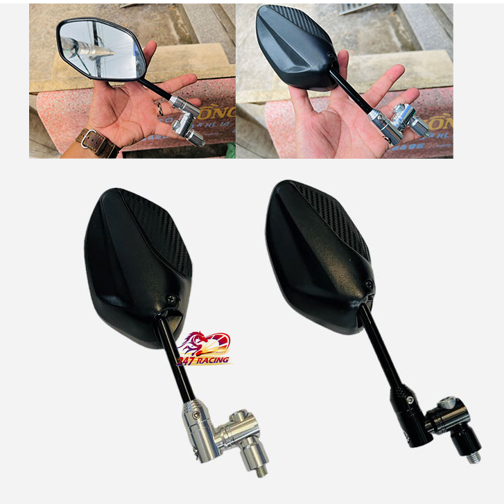 Chân Xoay Kính Gương zin CNC 360 và kính AB Winner vân Carbon gắn nhiều loại xe máy hàng chất lượng tốt....