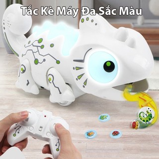 Đồ Chơi Tắc Kè Bông Điều Khiển Từ Xa Tự Động Đổi Màu Sắc Đèn LED Và Phóng Lưỡi Bắt Thẻ Côn Trùng Di Chuyển , Lắc Đuôi