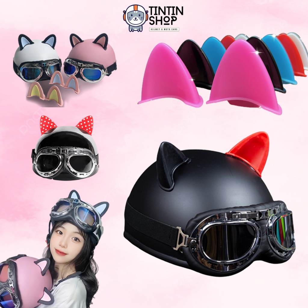 Tai Mèo Gắn Mũ Bảo Hiểm Dễ Thương