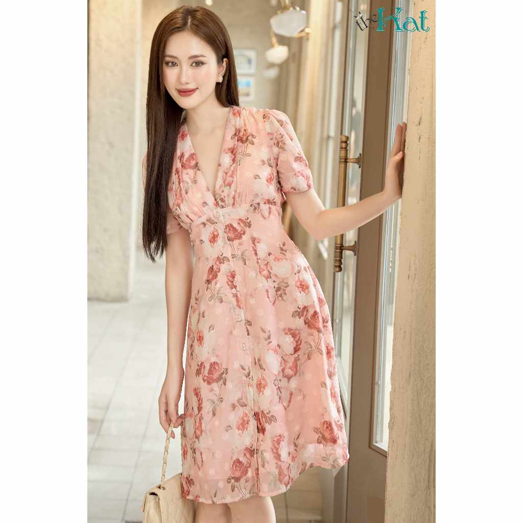 Đầm Hoa Camila The Kat House, vải voan ép, ôm vừa vặn, tôn dáng, xinh xắn dễ thương