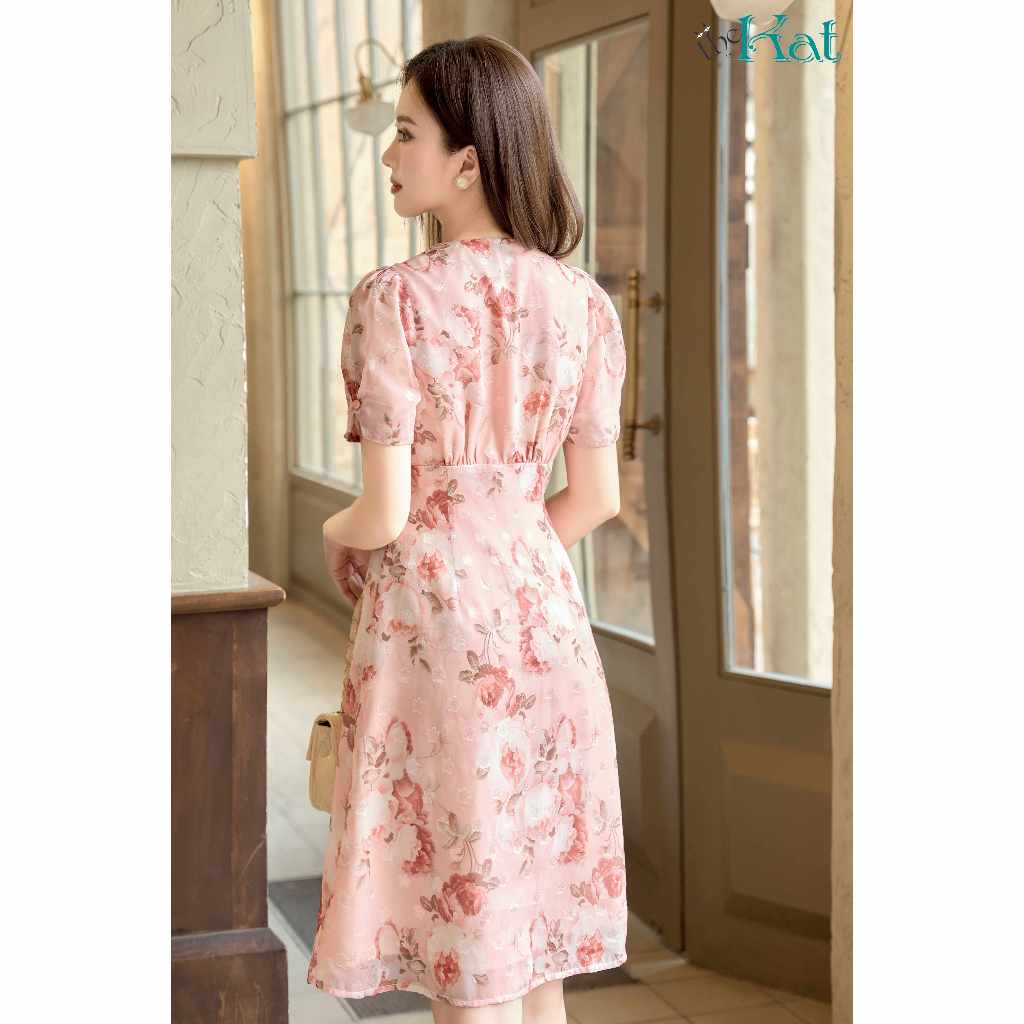 Đầm Hoa Camila The Kat House, vải voan ép, ôm vừa vặn, tôn dáng, xinh xắn dễ thương