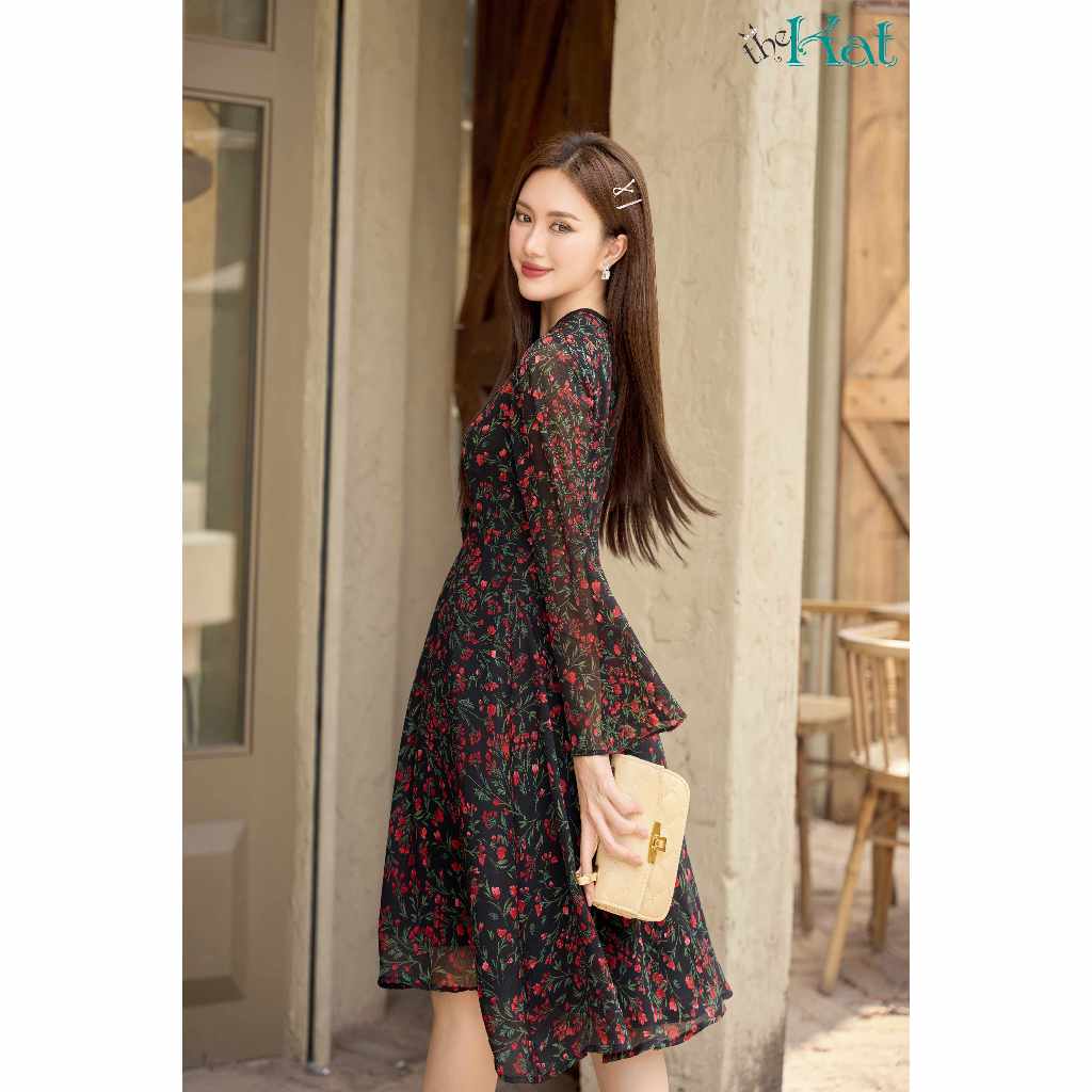 Đầm Hoa Đầm Clare The Kat House, vải chiffon Hàn, ôm vừa vặn, tôn dáng, xinh xắn dễ thương