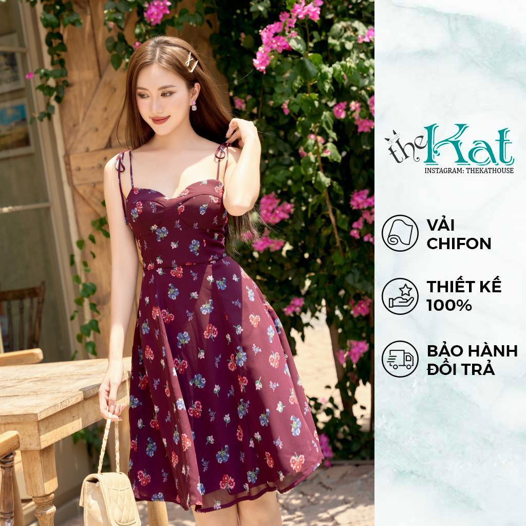 Đầm Corset Summer The Kat House, vải chiffon Hàn, ôm vừa vặn, tôn dáng, xinh xắn dễ thương