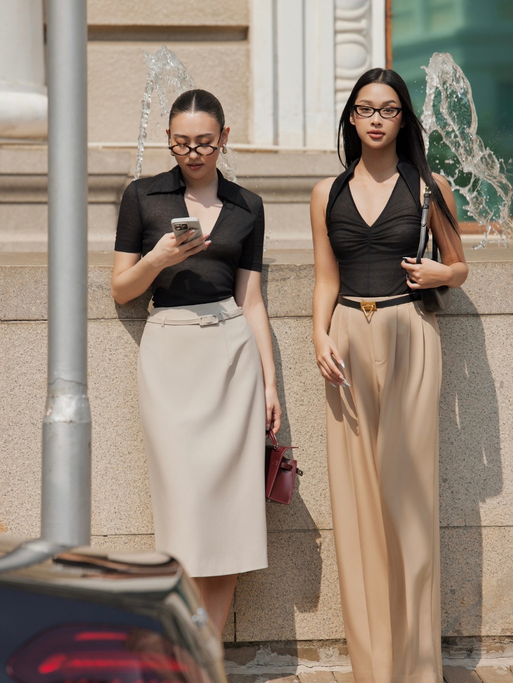 Ảnh Áo sơ mi thun đen sát nách nhún ngực HUONG BOUTIQUE BSSM54 3