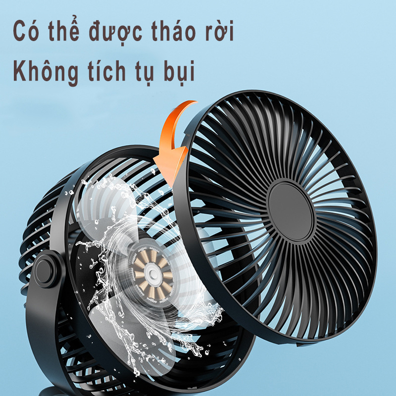 Quạt cầm tay mini kẹp bàn pin tích điện 15000 mAh sử dụng , Quạt đa chức năng với chức năng ánh sáng ban đêm