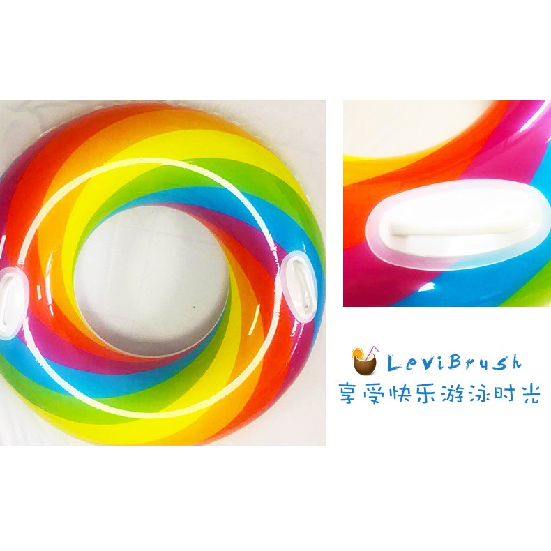 Phao bơi chong chóng tròn 1 lớp màu 7 sắc cầu vồng loại dày tốt size trẻ em đến người lớn