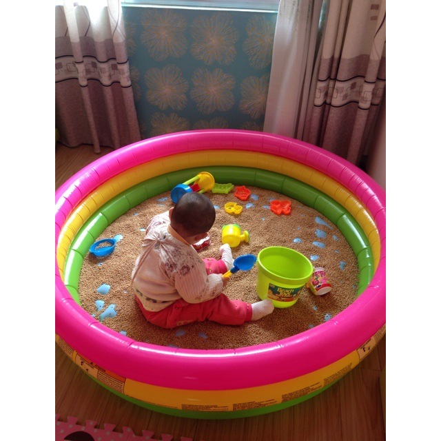 Bể bơi phao tròn 3 màu 3 tầng đáy 2 lớp cho bé chơi nghịch nước chơi nhà bóng xúc cát