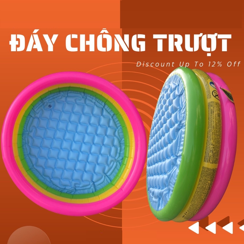 Bể bơi phao tròn 3 màu 3 tầng đáy 2 lớp cho bé chơi nghịch nước chơi nhà bóng xúc cát
