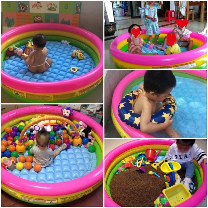 Bể bơi phao tròn 3 màu 3 tầng đáy 2 lớp cho bé chơi nghịch nước chơi nhà bóng xúc cát