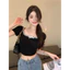 Áo thun croptop cổ vuông kiểu pháp phối ren độc đáo nơ nhí thời trang dành cho nữ hàng QC cao cấp(KÈM ẢNH THẬT)-HH013