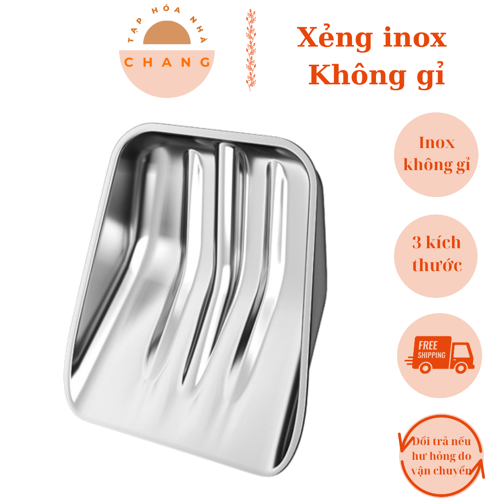 Xẻng inox không gỉ, độ cứng cao dùng xúc nông sản, phân động vật, rác ...