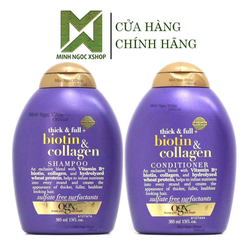 Ảnh Dầu gội xả OGX Thick Full Biotin Collagen phục hồi, chống rụng, kích mọc tóc 385ML 1