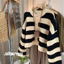 Áo khoác cardigan dáng crtoptop len cúc vàng kẻ sọc phong cách trẻ trung , nữ tịn hàng QC (KÈM ẢNH THẬT ) -TD054