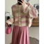 Áo khoác cardigan dáng crtoptop len cúc vàng kẻ sọc phong cách trẻ trung , nữ tịn hàng QC (KÈM ẢNH THẬT ) -TD054