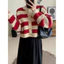 Áo khoác cardigan dáng crtoptop len cúc vàng kẻ sọc phong cách trẻ trung , nữ tịn hàng QC (KÈM ẢNH THẬT ) -TD054