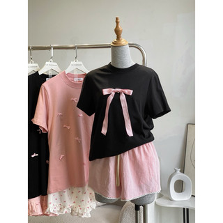 𝗛𝗮̀𝗻𝗴 𝗰𝗵𝗶́𝗻𝗵 𝗵𝗮̃𝗻𝗴 Áo lẻ cotton đính nơ nhiều màu xinh xắn - O.N WORKSHOP