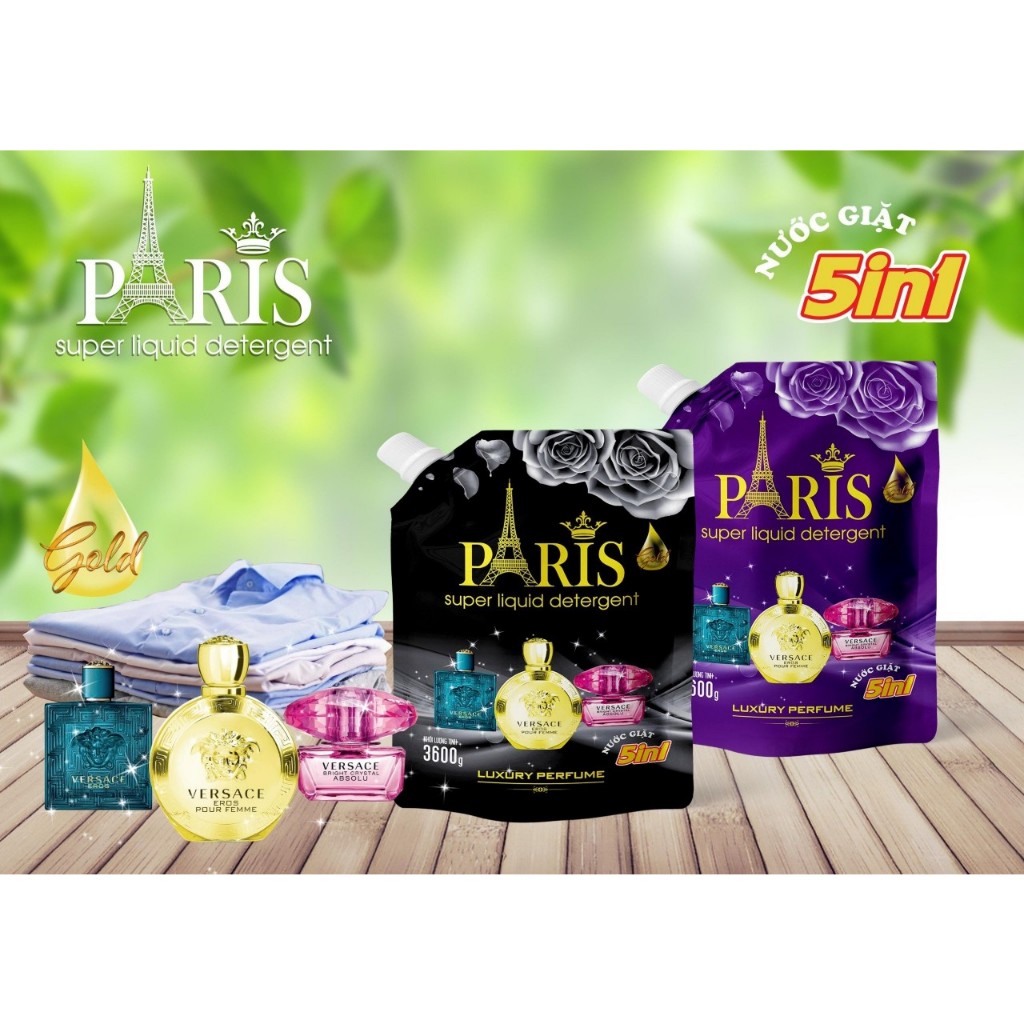 COMBO 1 thùng 2 túi - Nước Giặt Xả Hương Nước Hoa Pháp túi 3,6L /1 túi Giặt Siêu Sạch an toàn cho da không hóa chất.