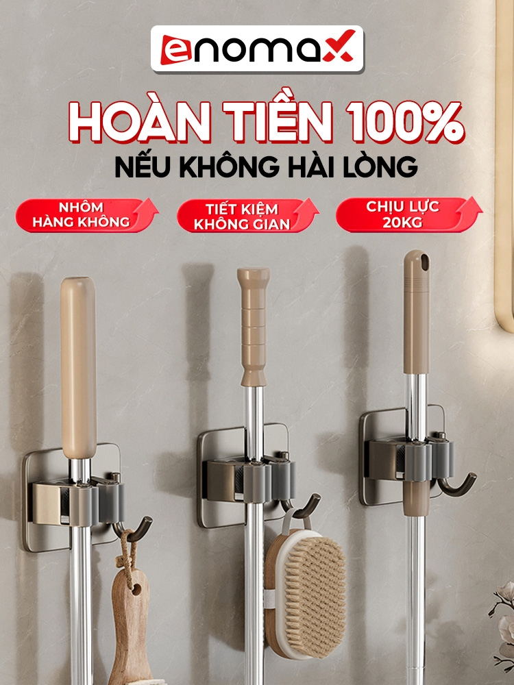 Ảnh Kẹp cây lau nhà, chổi Enomax chất lượng inox 304 cao cấp. Dán tường bằng keo dán. Bảo hành 10 năm (Eno 0201 - 0205) 2