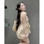 Set Áo Yếm Hoa Thô Ren Tầng Mix Quần Tacta Trắng Siêu Xinh