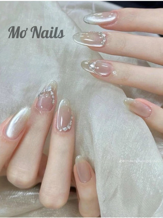 (Tặng hộp nail và keo MxBon) Nail Box thiết kế mắt mèo charm bạc sáng M42 nhà Mơ Nails