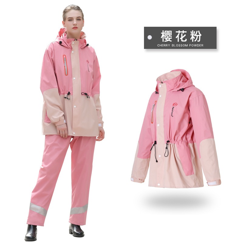 Áo mưa bộ người lớn 38-95kg Rainfreem chống thấm 98% có phản quang bộ áo mưa nam nữ vải dù cao cấp mũ liền đi tour phượt