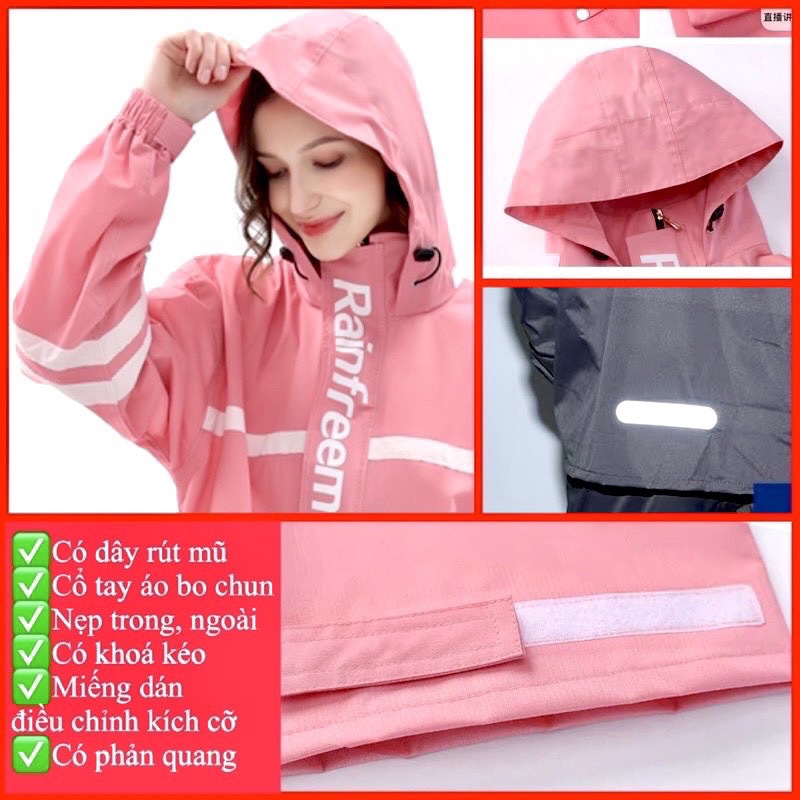 Áo mưa bộ người lớn cao cấp chống thấm nước tuyệt đối mũ liền, hàng Quảng Châu cao cấp AMNL01