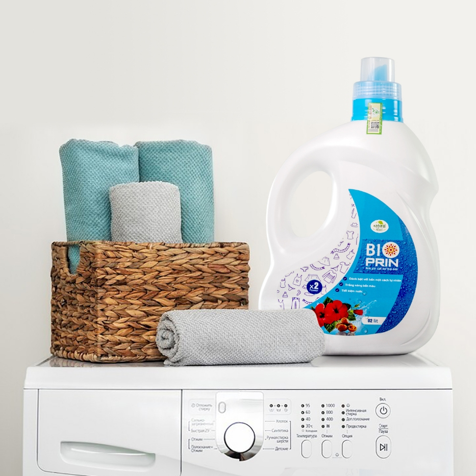 Nước Giặt Sinh Học Thảo Dược Bioprin - Trắng Sáng Bền Màu Vải, Làm Mềm Vải, Lưu Hương Lâu (Can 2L)