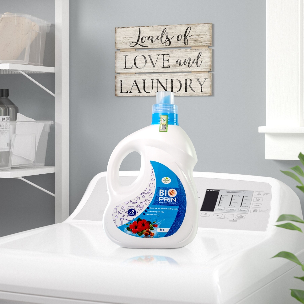 Nước Giặt Sinh Học Thảo Dược Bioprin - Trắng Sáng Bền Màu Vải, Làm Mềm Vải, Lưu Hương Lâu (Can 2L)
