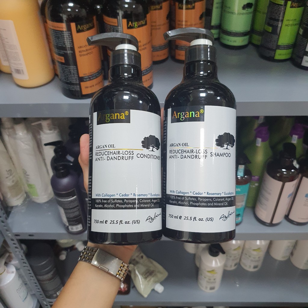 Cặp dầu gội xả Argana Oil Reduce hair-loss anti-Dandruff  500ml -750ml sạch gàu ngăn gàu mềm mượt