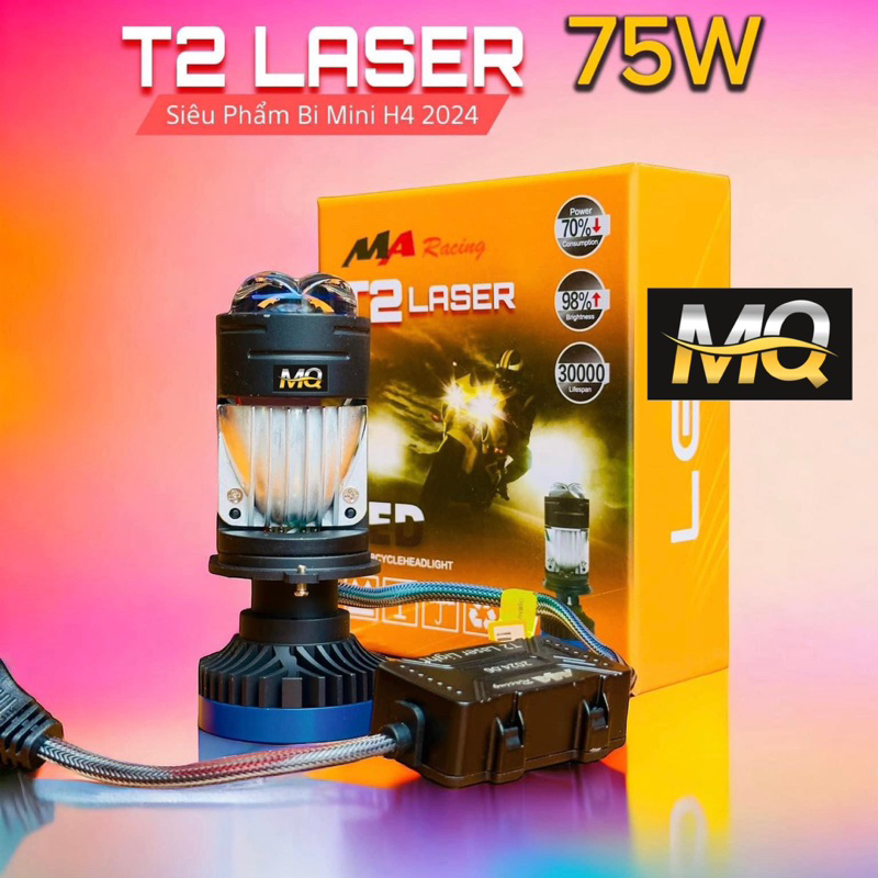 Đèn Pha Bi Led T2 Laser MA Racing Lắp Ô Tô 75w Nguồn 12-24v Cắt Sáng ...