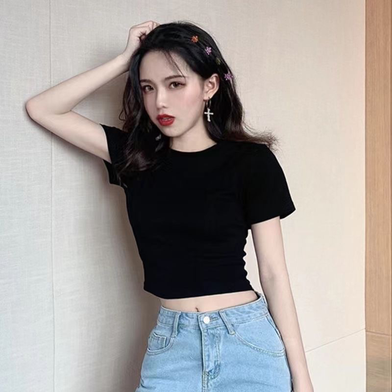 Có Sẵn - Áo Crt Ngắn Trơn Nữ Hàng QC đẹp