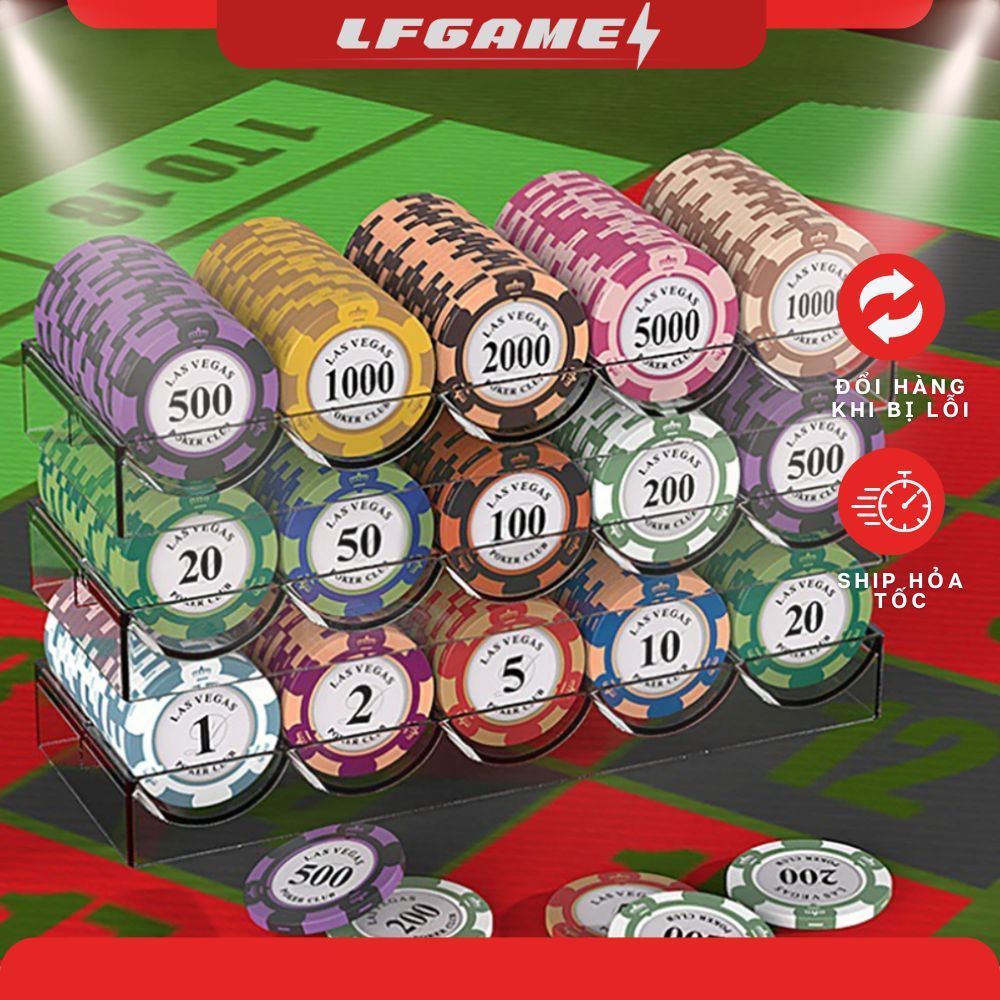 SET 5 Chip poker có số ( phỉnh poker ) dòng Vương niệm MONTE CARLO loại