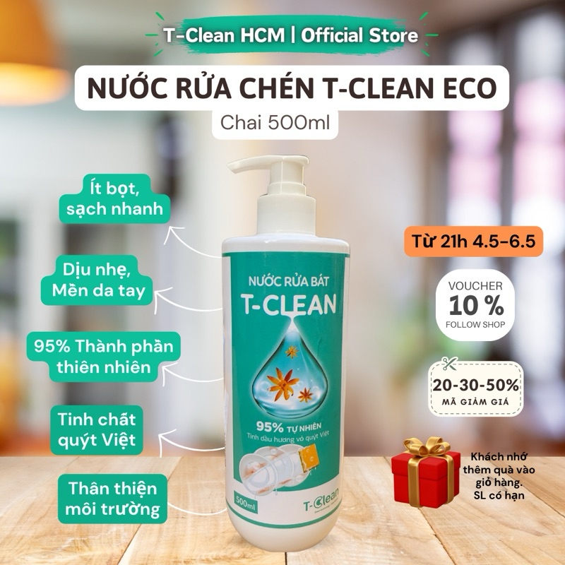 Nước Rửa Chén T-Clean (Tclean) 95% Thiên Nhiên, An Toàn cho Trẻ,Tiết ...