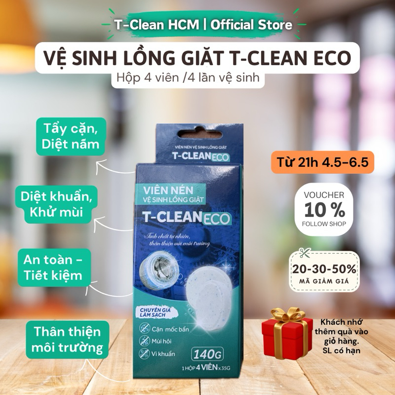 Hộp 4V Vệ Sinh Máy Giặt TClean-Tẩy Lồng Giặt (T-Clean) Loại Bỏ Mùi Hôi ...