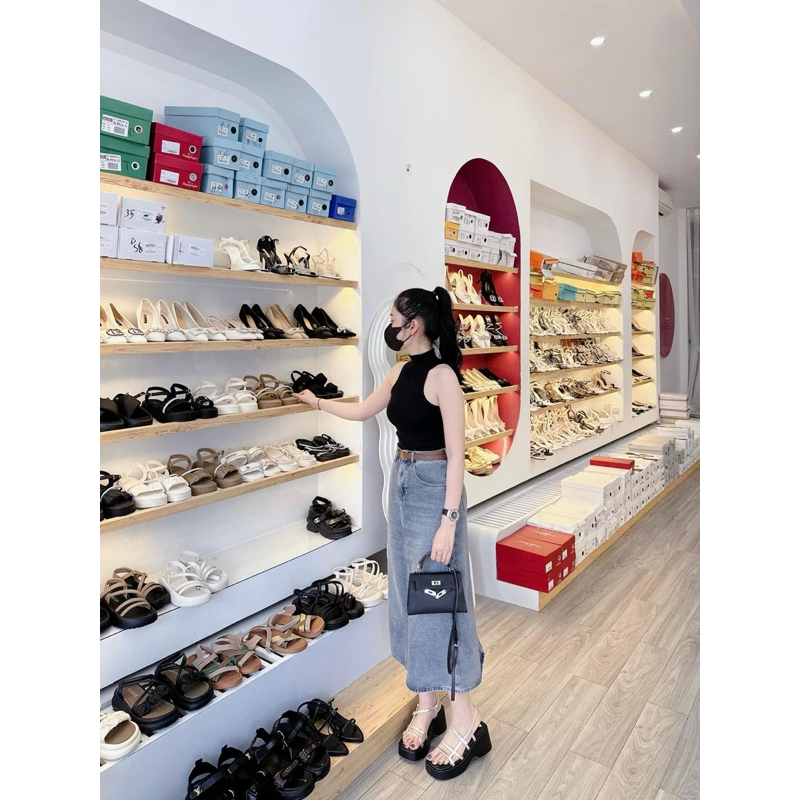 SANDAL XUỒNG NỮ QUAI MẢNH CAO 8CM - GIÀY DÉP QUỲNH PÉ