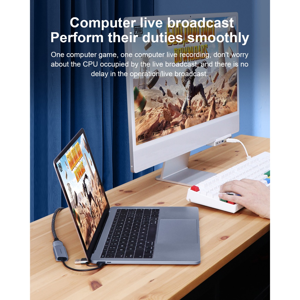 HAGIBIS Cáp ghi hình Video Capture Card 1080p60Hz HDMI to Type-C/A, USB3.0, Livestream - UHC07