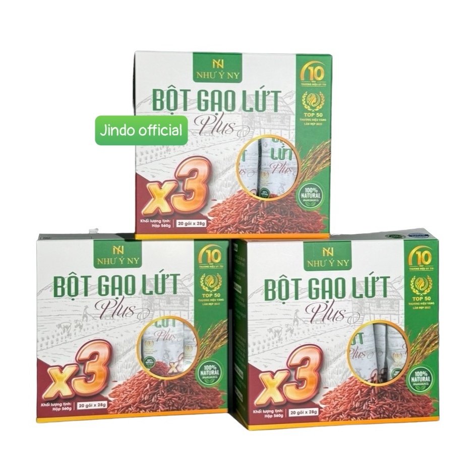 [Mua 3 hộp] Bột gạo lứt Plus X3 Như Ý hộp 20 gói x 28g hỗ trợ giảm cân, giảm mỡ.