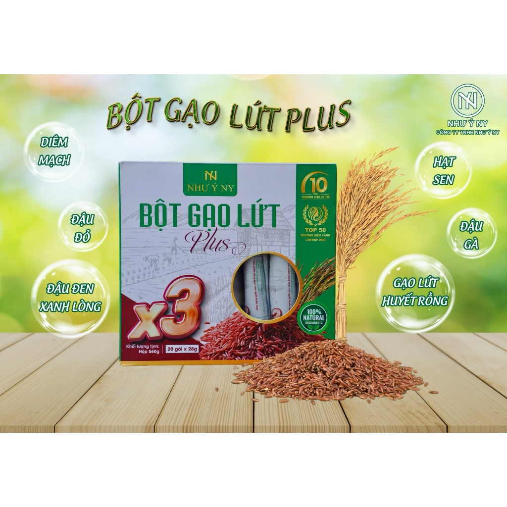 Bột gạo lứt Plus Như Ý hộp 20 gói hỗ trợ giảm cân, giảm mỡ giúp cơ thể nhẹ nhàng, tốt cho sức khỏe.