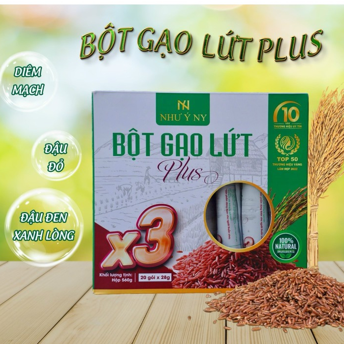 [Mua 3 bột] Bột gạo lứt Plus Như Ý hộp 20 gói hỗ trợ giảm cân, giảm mỡ.